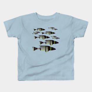 Fish Abstracts- Green Fish Kids T-Shirt